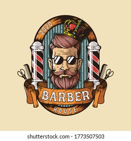 Colorful Barber shop logo design