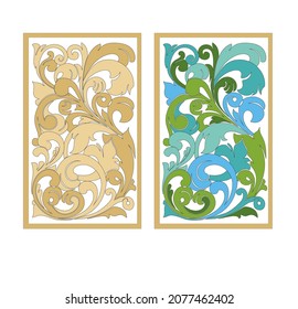 COLORFUL BAROQUE DECORATIONS WITH FLOWERS AND LEAVES IN ANCIENT ITALIAN STYLE