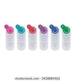 colorful bars informational template. six steps infographic template. infographic template for world of science, business, industry, technology