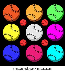 colorful baseball ball icon. High quality vector glyph in colorful style