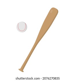 Colorido bate de béisbol y pelota. Diseño de iconos planos. Ilustración vectorial aislada 