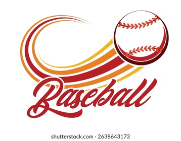 Colorful baseball emblem with flying ball. Baseballs sport insignia isolated vector illustration
