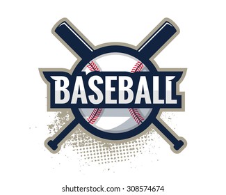 Colorful baseball sport logo label on white background. Vector abstract illustration.