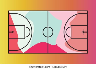 Colorful basketball court vector illustration with amorf shapes.