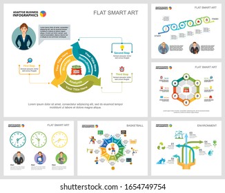 Colorful basketball and ecology concept infographic charts set. Business design elements for presentation slide templates. For corporate report, advertising, leaflet layout and poster design.