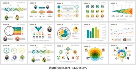 Colorful basketball and finance concept infographic charts set. Business design elements for presentation slide templates. For corporate report, advertising, leaflet layout and poster design.