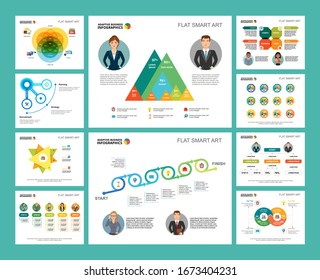 Colorful basketball or marketing concept infographic charts set. Business design elements for presentation slide templates. Can be used for financial report, workflow layout and brochure design.