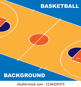 Colorful basketball pitch in perspective with text for plackard