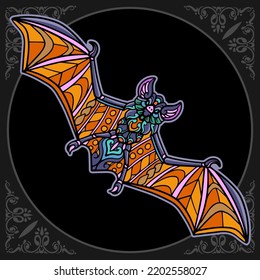Colorful Bat mandala arts isolated on black background