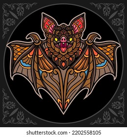 Colorful Bat mandala arts isolated on black background