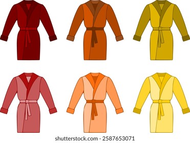 Colorful bathrobe set with reddish theme