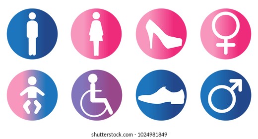 Colorful bathroom signs. Vector set