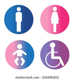 Colorful bathroom signs. Vector set