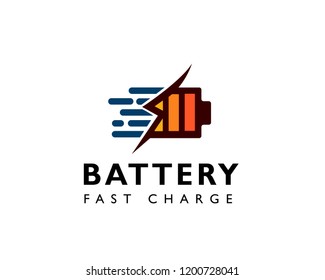 Colorful Battery Fast Charge Logo Design Inspiration