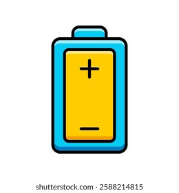 Colorful Battery Icon Depicting Energy Concept with Plus and Minus Symbols