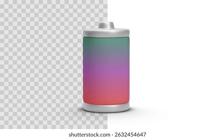 Colorful Battery Icon With Gradient Effect In 3D Style. Modern Vector Representation Of Power Supply, Energy Storage, Or Charging Concepts.