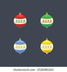 colorful baubles in flat vector design.
