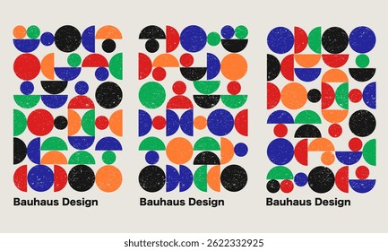 Colorful Bauhaus Design with Abstract Geometric Shapes Collection.Vector Illustration