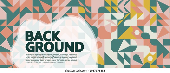 Colorful Bauhaus style Abstract Banner Template with Dummy Text for Web Design, Landing page, and Print Material. vector background.