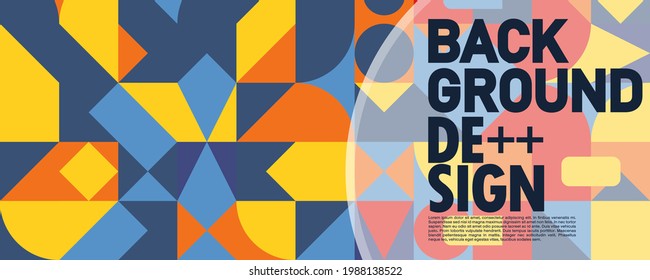 Colorful Bauhaus style Abstract Banner Template with Dummy Text for Web Design, Landing page, and Print Material. vector background.