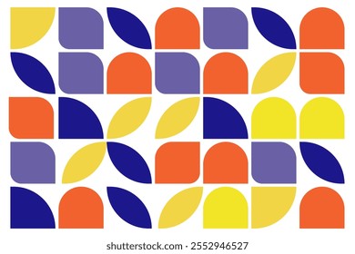 Colorful Bauhaus Style Pattern with Geometric Shapes