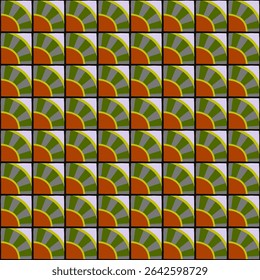 Colorful bauhaus-style abstract geometric pattern. Pop art illustration. op art wallpaper. Radius round tile. Japanese Chinese pattern. Memphis style