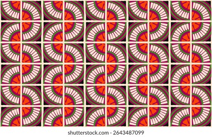 Padrão geométrico abstrato colorido estilo bauhaus. Ilustração da arte pop. papel de parede da arte op. Japonês chinês, africano, marroquino. Estilo Memphis. Raio em volta azulejo, talavera, azulejos espanhóis