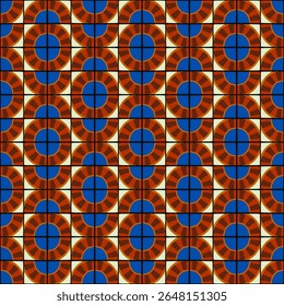 Colorful bauhaus-style abstract geometric pattern. Pop art illustration. op art wallpaper. Japanese Chinese, African, Moroccan pattern. Memphis style. Radius round azulejo, talavera, spanish tiles