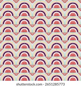 Padrão geométrico abstrato colorido estilo bauhaus. Ilustração da arte pop. papel de parede da arte op. Japonês chinês, africano, marroquino. Estilo Memphis. Raio em volta azulejo, talavera, azulejos espanhóis