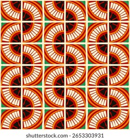 Padrão geométrico abstrato colorido estilo bauhaus. Ilustração da arte pop. papel de parede da arte op. Japonês chinês, africano, marroquino. Estilo Memphis. Raio em volta azulejo, talavera, azulejos espanhóis