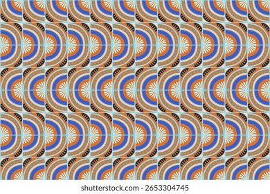 Padrão geométrico abstrato colorido estilo bauhaus. Ilustração da arte pop. papel de parede da arte op. Japonês chinês, africano, marroquino. Estilo Memphis. Raio em volta azulejo, talavera, azulejos espanhóis