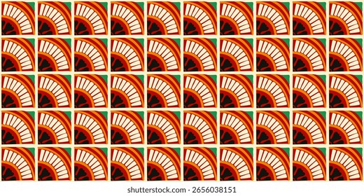 Padrão geométrico abstrato colorido estilo bauhaus. Ilustração da arte pop. papel de parede da arte op. Japonês chinês, africano, marroquino. Estilo Memphis. Raio em volta azulejo, talavera, azulejos espanhóis