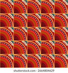 Padrão geométrico abstrato colorido estilo bauhaus. Ilustração da arte pop. papel de parede da arte op. Japonês chinês, africano, marroquino. Estilo Memphis. Raio em volta azulejo, talavera, azulejos espanhóis