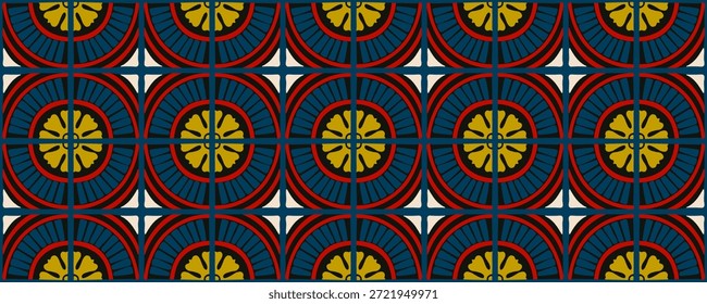 Padrão geométrico abstrato colorido estilo bauhaus. Ilustração da arte pop. papel de parede da arte op. Japonês chinês, africano, marroquino. Estilo Memphis. Raio em volta azulejo, talavera, azulejos espanhóis