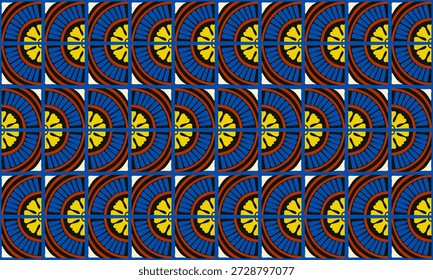 Padrão geométrico abstrato colorido estilo bauhaus. Ilustração da arte pop. papel de parede da arte op. Japonês chinês, africano, marroquino. Estilo Memphis. Raio em volta azulejo, talavera, azulejos espanhóis