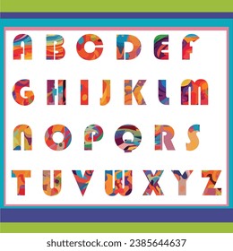 Colorful Bauhuas Trendy Alphabets A-Z. Multicolor alphabets. Abstract Art Memphis Characters texts typography vector illustration

