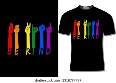  Colorful Be kind ASL t shirt design