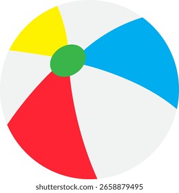 Colorful Beach Ball Icon Flat Vector Illustration
