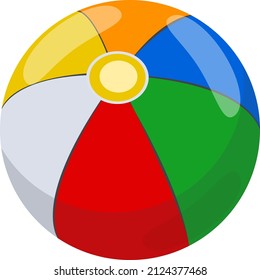 Colorful beach ball, illustration, vector on a white background.