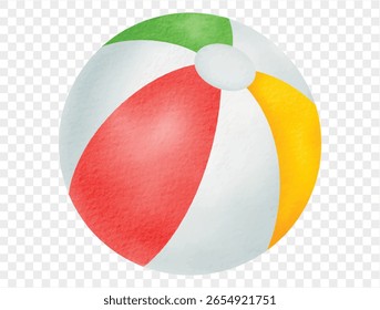 Colorful beach ball illustration watercolor vector.