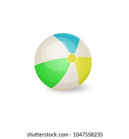 Colorful beach ball isolated on white background. Vector Illustration. 