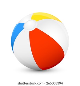 Colorful beach ball isolated on white background, illustration.