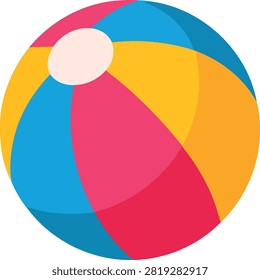Colorful beach ball with multiple overlapping segments isolated on transparent background