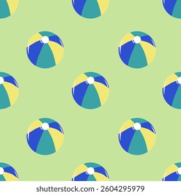 Colorful Beach Ball Pattern | Summer Seamless Design | Playful Geometric Background