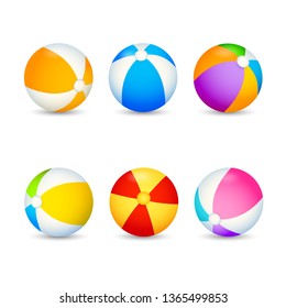 Colorful beach ball set. Inflatable balls for outdoor games. Can be used for topics like recreation, activity, fitness