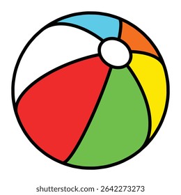 Colorful beach ball vector icon. Summer toy for kids and adults, swimming pool or seaside game, inflatable ball illustration. Isolated on white background.