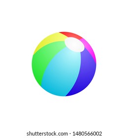 Colorful beach ball vector illustration, Yellow, Green, Red, Blue, Blue Dark, Purple Isolated In White Background. Ready For your design.