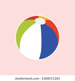 Colorful beach ball, vector illustration. Beach ball isolated icon. 