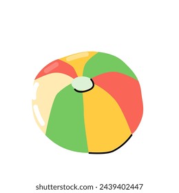 Colorful beach ball vector illustration. White, red, yellow and green beach ball isolated on white background. Vector illustration