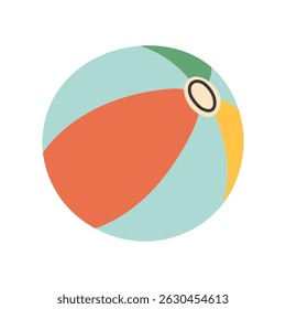 Colorful beach ball vector illustration. Blue, red, yellow and green summer ball isolated on white background.